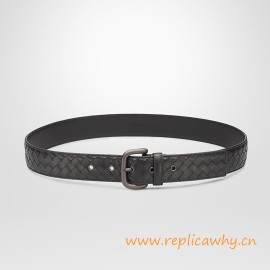 Original Design Hand-woven Leather Belt 40MM with Matte-gunmetal Hardware