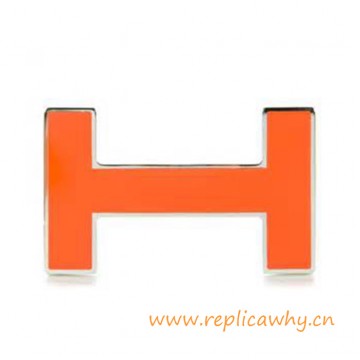 Original H Lacquered Orange H Buckle with Silver Border