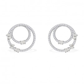 Original Full Pave with Zirconia Stones Silver Earring in Pairs