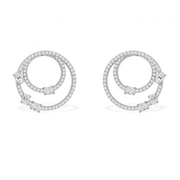 Original Full Pave with Zirconia Stones Silver Earring in Pairs