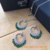 Silver Dropping Earrings with Green and White Cubic Zirconia