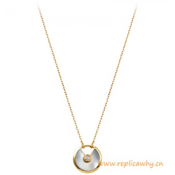 Amulette De C Original Design Mother Of Pearl Necklace with Diamonds