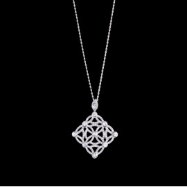 Original Extremely "Lace Decoration" Pendant in 18K White Gold Set with 208 Brilliant-cut Diamonds