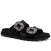 Slidy Viv' Sandals in Metallic Leather with Side Buckles Covered with Crystals