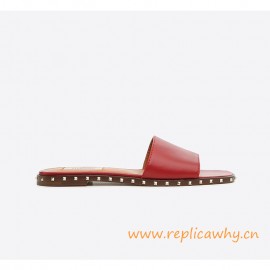 Soul Rockstud Slide in Semi Shine Calfskin Leather Sandal