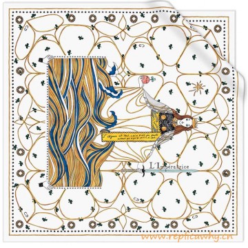 Original White Silk Square Printed with the Empress Tarot Card