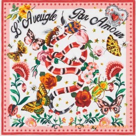 Original Design Garden Print Silk Scarf for Women