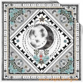 White Silk Twill Square Printed with the Moon Tarot Card