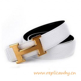 Originele Clemence Omkeerbare Riem Witte met H Buckle