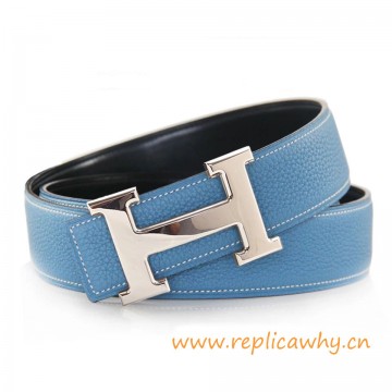 Original Clemence Reversible Belt Sky Blue with H Buckle