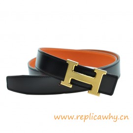 Original Clemence Reversible Belt Orange with Guillochee H Buckle