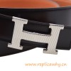 Original Clemence Reversible Belt Orange with Etched H Buckle