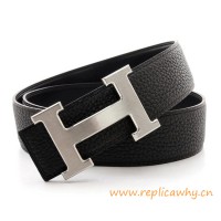 Original Clemence Reversible H Belt Black with Black Stitching