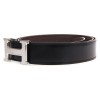 Original Clemence Reversible Belt Coffee with Guillochee H Buckle