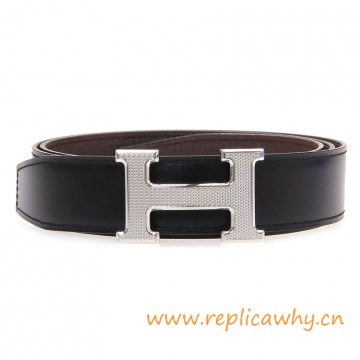 Original Clemence Reversible Belt Coffee with Guillochee H Buckle