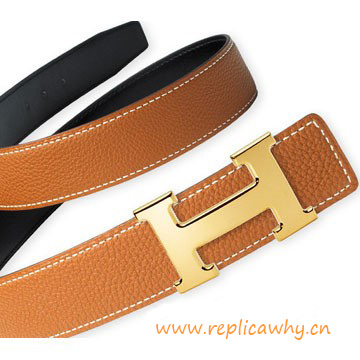 Top Quality Original Calfskin Leather Reversible Belt with H Buckle