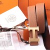 Top Quality Original Calfskin Leather Reversible Belt with H Buckle