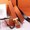 Top Quality Original Calfskin Leather Reversible Belt with H Buckle