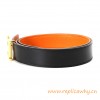 Original Clemence Reversible Polished H Buckle Belt Orange with Orange Stitching