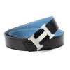 Original Clemence Reversible Belt Sky Blue with Guillochee H Buckle