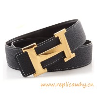 Original Clemence Reversible Belt Navy Blue with H Buckle