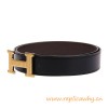 Original Clemence Reversible Belt Coffee with Etched H Buckle
