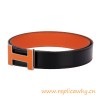 Original Orange Clemence Reversible Belt Lacquered Orange Buckle with Silver Edge