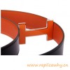 Original Orange Clemence Reversible Belt Lacquered Orange Buckle with Silver Edge
