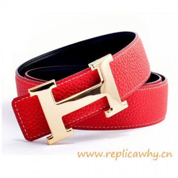 Piel De Cinturon Reversible En Ternera Clemence Vermelho com Cinto Fivela H