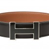 Original Clemence Reversible Belt Lacquered Black Buckle with Silver Edge