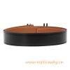 Original Clemence Leather Reversible Belt with Au Carre Double H Buckle