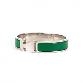 Original H Narrow Bracelet Gold Plated with Green Enamel
