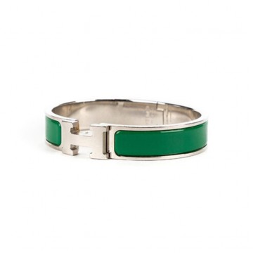 Original H Narrow Bracelet Gold Plated with Green Enamel