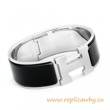 Original Clic Clac H Bracelet with Black Enamel