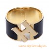 Original Wide Clic-Clac H Bracelet With Charm Black Enamel