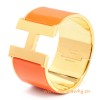 Original Wide Clic-Clac H Bracelet With Orange Enamel