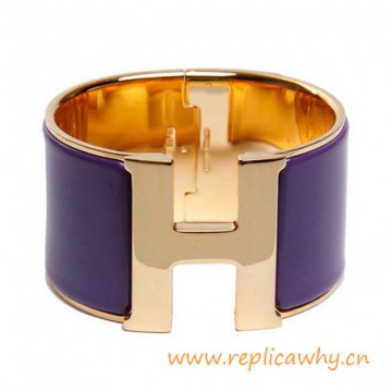 Original Wide Clic-Clac H Bracelet With Purple Enamel