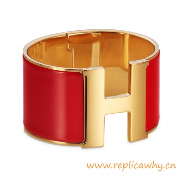 Original Wide Clic-Clac H Bracelet With Sao Red Enamel