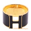 Original Click Clack Max Wide H Bracelet with Black Enamel