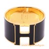 Original Click Clack Max Wide H Bracelet with Black Enamel