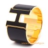 Original Click Clack Max Wide H Bracelet with Black Enamel