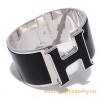 Original Design Click Clack Super Wide H Bracelet with Black Enamel