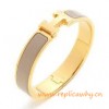 Original H Narrow Bracelet Gold Plated with Taupe Enamel