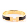 Original H Narrow Bracelet Gold Plated with Black Enamel