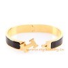 Original H Narrow Bracelet Gold Plated with Black Enamel