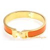Original H Narrow Bracelet Gold Plated with Orange Enamel