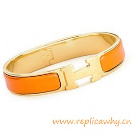 Originale Clic H Bracciale in Smalto Placcato Oro Colore arancia