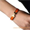 Original H Narrow Bracelet Gold Plated with Orange Enamel