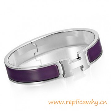 Original H Narrow Bracelet Sterling Silver with Purple Enamel