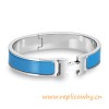 Original H Narrow Bracelet Sterling Silver with Sky Blue Enamel